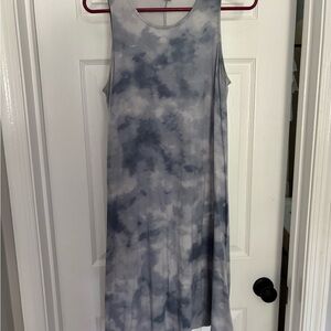 Blue Tie-Dye Sleeveless Dress